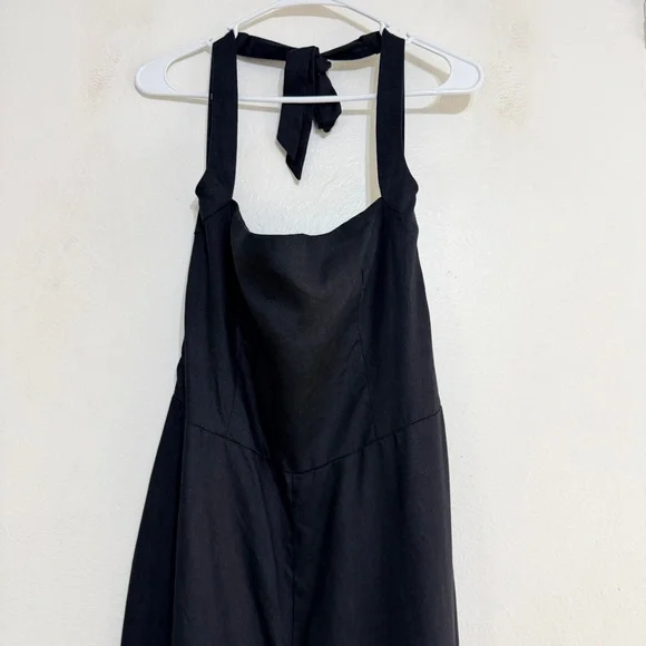 Reformation Malika Linen Black Jumpsuit, Size 10